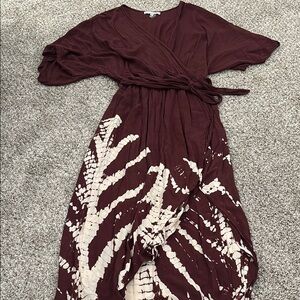Young Fabulous & Broke burgundy and White wrap sundress